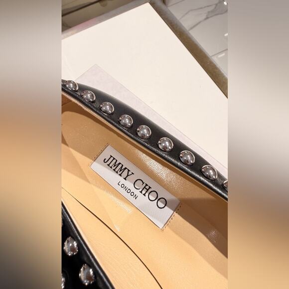 Jimmy Choo Black Studded Flats 39.5 - Picture 2 of 5